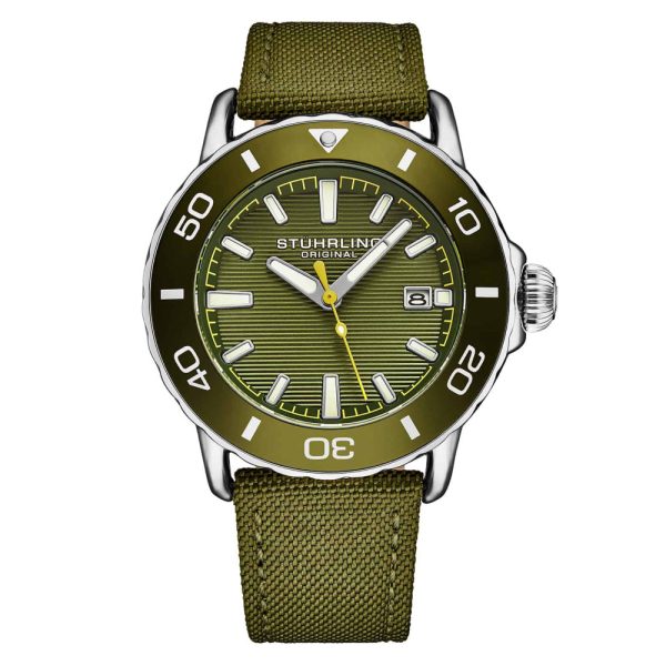 ectq2_9404_0 jpg - Relógio Voyager 4049 com mostrador e pulseira verde de 44mm e moldura combinando, Stuhrling.