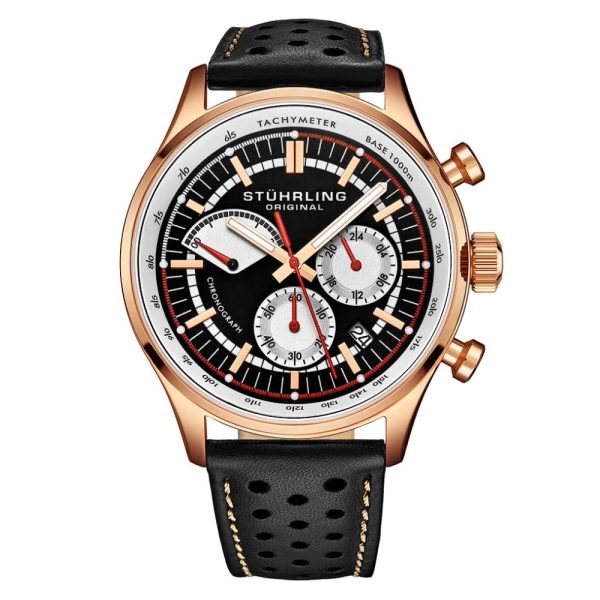 ectq30_439_0 jpg - Relógio Masculino Stuhrling Monaco 934 Quartzo 42mm com Cronográfo, Preto e Ouro Rosa