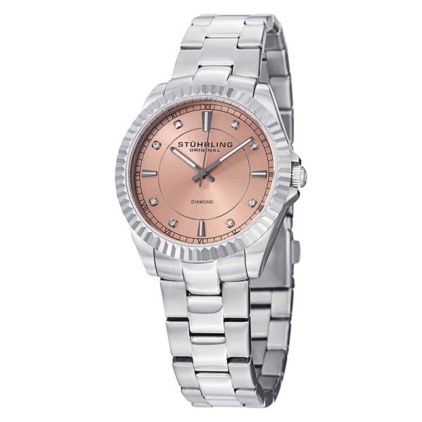 ectq30_dl804_0 jpg - Relgio Lady Marine Diamond 408LD , mostrador pssego, pulseira de ao inoxidvel prateado e fivela de Stuhrling