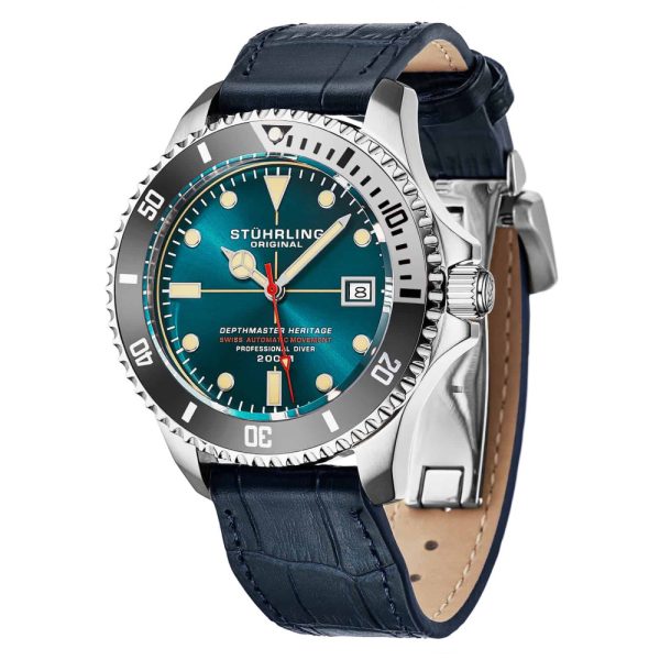 ectq31_rehtaelh388_0 jpg - Relogio Swiss Automatico Depthmaster Heritage 883HL 42mm, Mostrador Azul Petroleo e Pulseira de Couro Azul Stuhrling