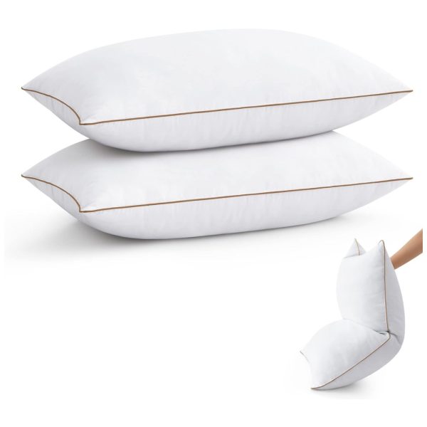 ectq34h12j3b0b_0-1 jpg - Conjunto de Travesseiros de Penas de Ganso, Tamanho King com 2 Peças e Capa 100 Algodão, Puredown, Branco e Marrom