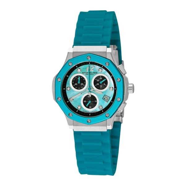 ectq39ii6111_r081_0 jpg - Relógio de pulso feminino Cosmo Girl 180R com cronógrafo, mostrador azul e pulseira de silicone.