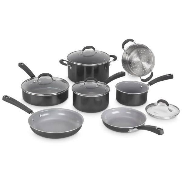 ectq3bdy4h670b_0-1 jpg - Jogo de Panelas com Interior Antiaderente Revestido de Cerâmica e Reforçado com Titânio, com 11 Peças, Cabo em Silicone e Tampas de Vidro, Cuisinart 733 30H, Preta