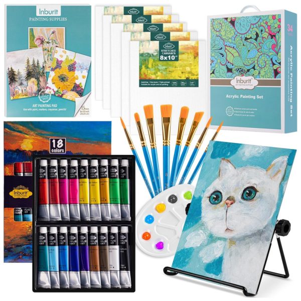 ectq3qlfw1790b_0 jpg - Inburit IB 28ART Kit de Pintura Conjunto Artístico com 28 Peças, Inclui 12 Tintas