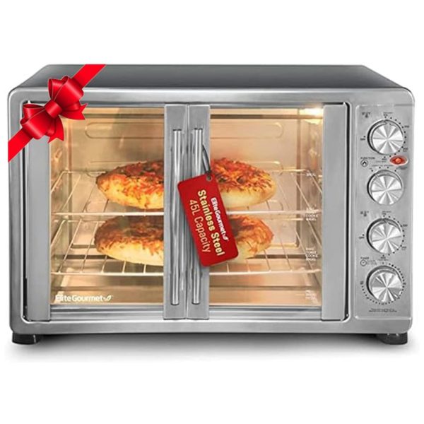 ectq3scmjmx70b_0 jpg - Forno Convecção Torradeira 45L 1800W Assar, Grelhar porta Dupla Elite Gourmet, MAXI MATIC ETO 4510M, Prateado