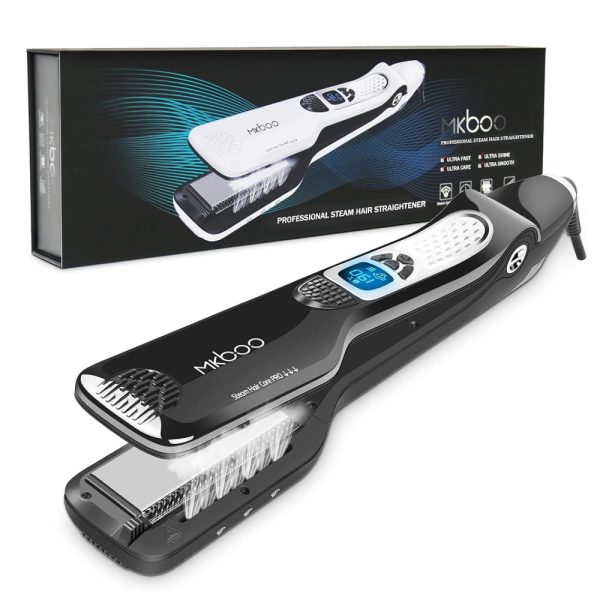 ectq3sjz1mj70b_0 jpg - Chapinha Prancha de Cabelo Profissional com 5 Níveis de Temperatura Ajustável e Tela LCD, Bivolt , MKBOO, Preto