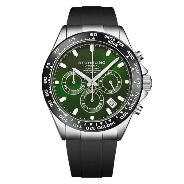 ectq3_0504_0 jpg - Relógio Aquamaster Cronógrafo 42mm Mostrador Verde Esmeralda e Pulseira Preta Stuhrling 4050