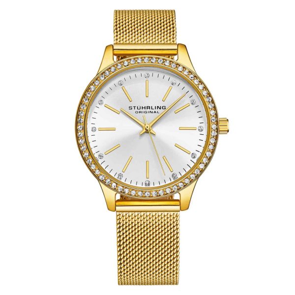 ectq3_4404_0 jpg - Relgio Eleganza 4044 35mm com mostrador prateado e pulseira em ouro amarelo da marca Stuhrling