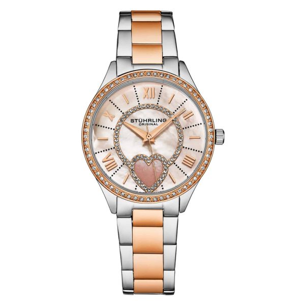 ectq3_9104_0 jpg - Relgio feminino Saylor com madreprola e pulseira rosa de dois tons da Stuhrling