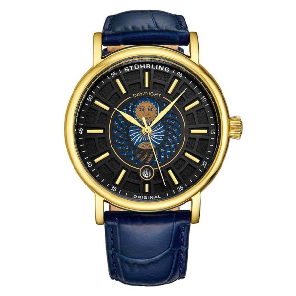 ectq40_998_0 jpg - Relógio Masculino Stuhrling Dueto 899 Quartzo 42mm, Dourado e Azul