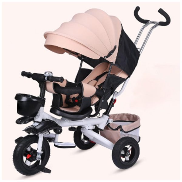 ectq47l66xgc0b_0 jpg - Triciclo Infantil 4 em 1 Dobrável com Alça de Pressão, Dossel Removível e Assento Giratório para Crianças de 1 a 6 Anos, HASMI, Branco e Marrom Claro