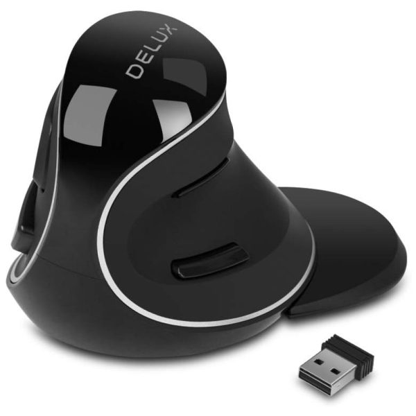 ectq4d3hb5g70b_0 jpg - DELUX Mouse Ergonômico Vertical sem Fio Reduz a Tensão do Pulso com Botões Silenciosos, 800, 1600 DPI 6 Botões, Preto