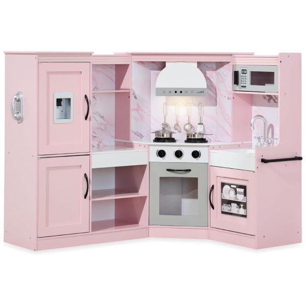 ectq4f1wvtqc0b_0 jpg - Cozinha Infantil em Madeira interativa com Luzes, Sons, Máquina de Fazer Gelo, Exaustor, Forno e Micro ondas, Best Choice Products, Rosa