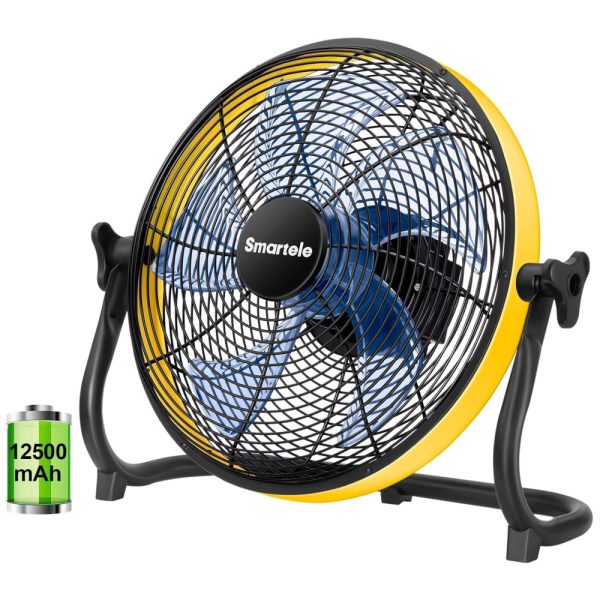 ectq4g7zpwj90b_0 jpg - Ventilador de Piso Portátil Recarregável, 24V, SMARTELE, Amarelo