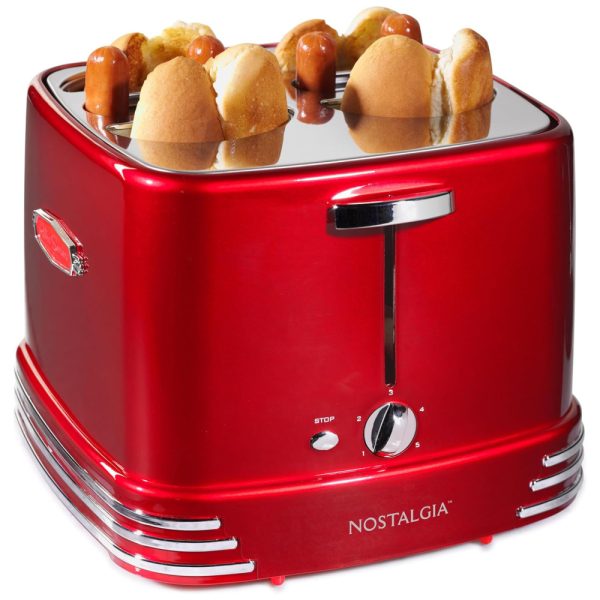 ectq4uoxu1h10b_0 jpg - Máquina de Hot Dog Pop Up, 4 Pães, 1200W, 110v, NOSTALGIA RHDT800RETRORED, Vermelho