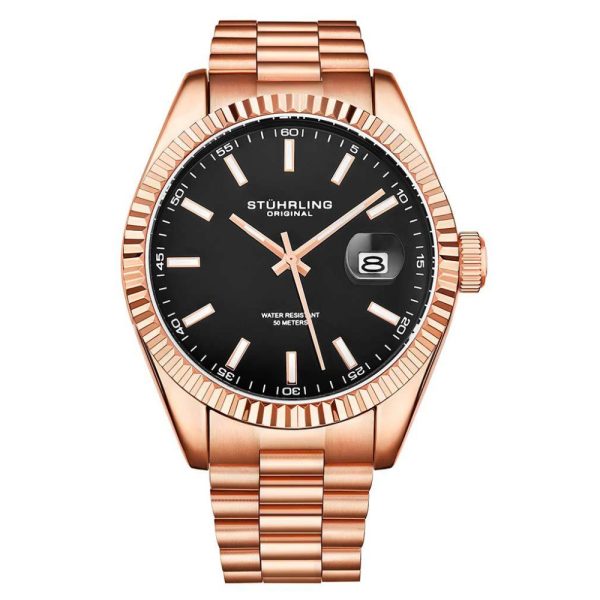 ectq4_5393_0 jpg - Relgio Stuhrling Lineage 3935 42mm com mostrador preto e pulseira em ao inox rosa