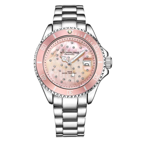 ectq4_7793_0 jpg - Relgio StarSea 3977 39mm com Mostrador Rosa e Pulseira de Ao Inoxidvel Prateado Stuhrling