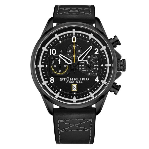 ectq50_929_0-1 jpg - Relógio Masculino Stuhrling Aviador 929 Quartzo 45mm, Preto