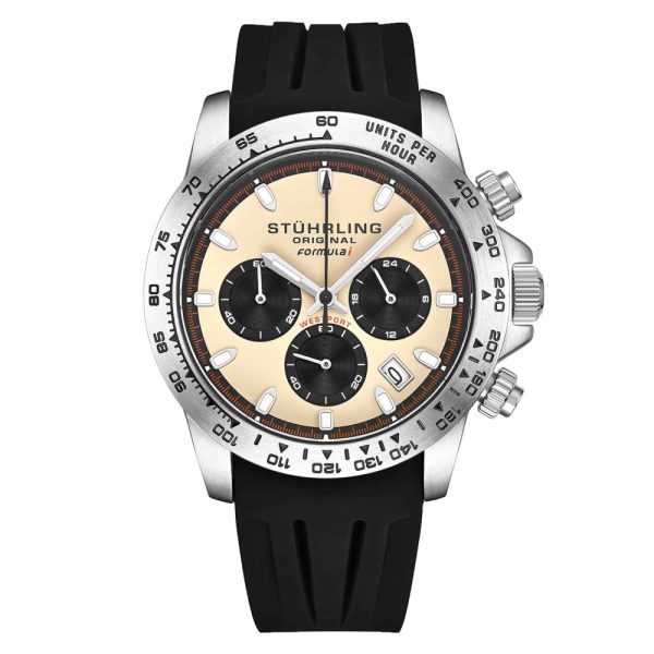 ectq50_r198_0 jpg - Relógio Cronógrafo Formulai 891R 42mm com Mostrador Marfim e Pulseira em Aço Inoxidável Prateado Stuhrling