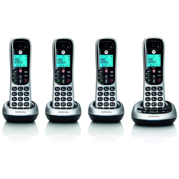 ectq53qrmrw70b_0 jpg - Telefone sem Fio, com bloqueio de chamadas e secretária eletrônica, 4 unidades, prata, MOTOROLA CD4014, Prateado