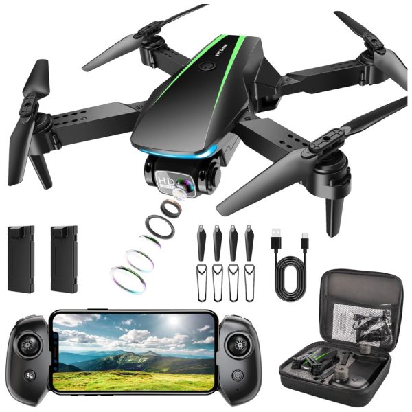 ectq53tkxl9d0b_0 jpg - Mini Drone com Câmera HD 1080P, Dobrável, Hover Estável, Controle de Gravidade, Seguimento Automático, Lente Ajustável, Oddire, Preto e Verde