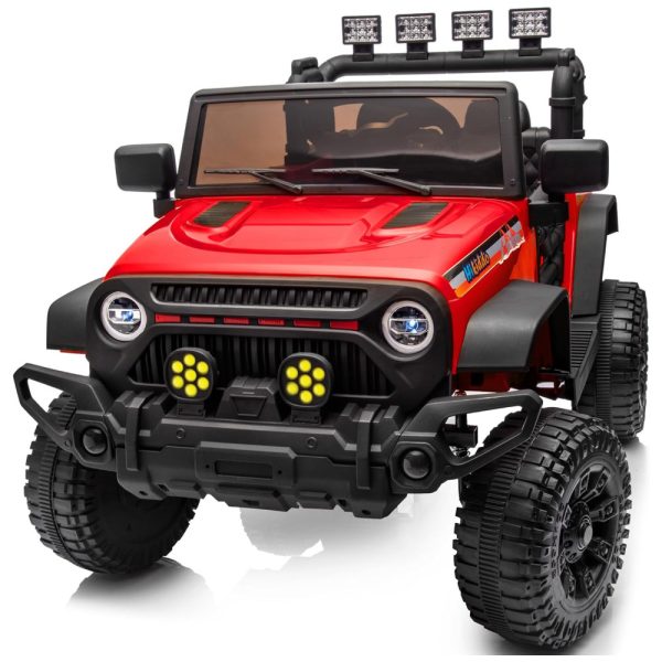 ectq5985k77d0b_0 jpg - Carro Elétrico Infantil, Jeep com Controle Remoto, Suspensão nas Quatro Rodas, Cinta de Segurança, Música via Bluetooth e USB, 12V, Hikiddo, Vermelho