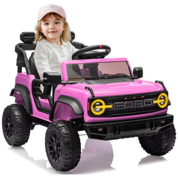 ectq59rhncdd0b_0 jpg - Carro Elétrico Infantil 12V, Ford Bronco 1 Assento, com Controle Remoto, Suspensão nas 4 Rodas, Música via Bluetooth, First Ride On, Rosa