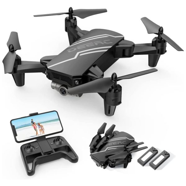 ectq5czvzhd80b_0 jpg - D20 Mini Drone com Câmera 720P HD 3D Controle Remoto para Crianças, 2 Baterias, DEERC, Preto