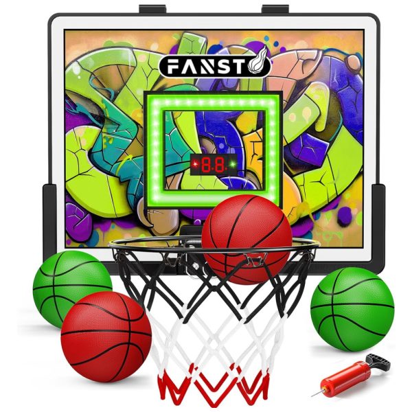 ectq5g13txfd0b_0 jpg - Cesta de Basquete com 4 Bolas, Luz LED Anti impacto, Placar Eletrônico e 2 Modos de Jogo para Crianças de 5 a 12 Anos, Fansto, Verde