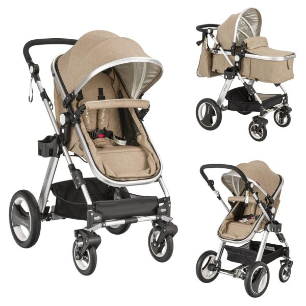 ectq5mmw8tf70b_0 jpg - Carrinho de Bebê 2 em 1 com Inclinação Conversível e Suporte para Copo, BABY JOY, Bege Cáqui