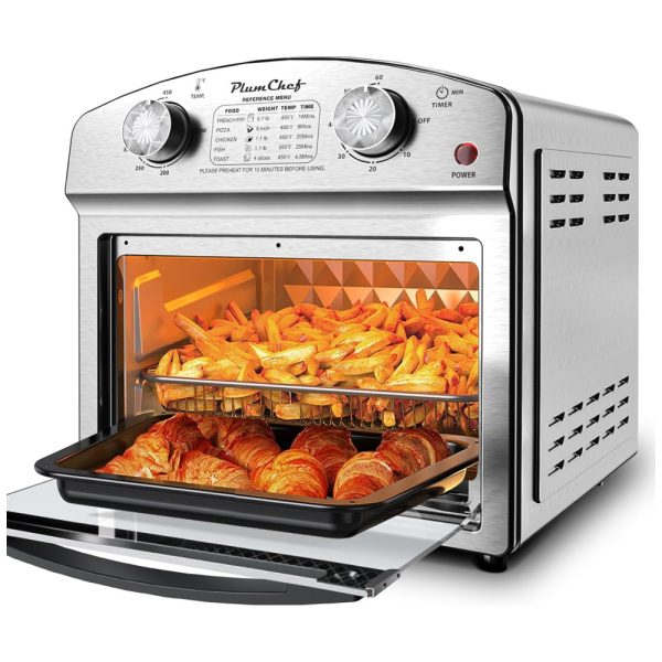 ectq5nyvj3ld0b_0 jpg - Forno Elétrico 7 em 1 com Capacidade de 12L, Material de Aço Inoxidável e 5 Menus Predefinidos, 110V 1500W, Plum Chef, Prata