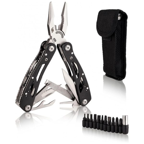 ectq65thzy380b_0-1 jpg - Alicate Multifuncional 14 em 1, Aço Inoxidável com Conjunto de 11 Bits, Forever Sleek, Preto