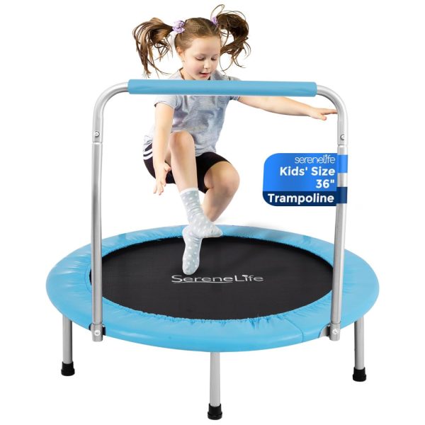 ectq686xr8770b_0-1 jpg - SLEL67 Cama Elastica Infantil com Corrimão Ajustável para até 68 kg, SERENELIFE SLEL67, Azul