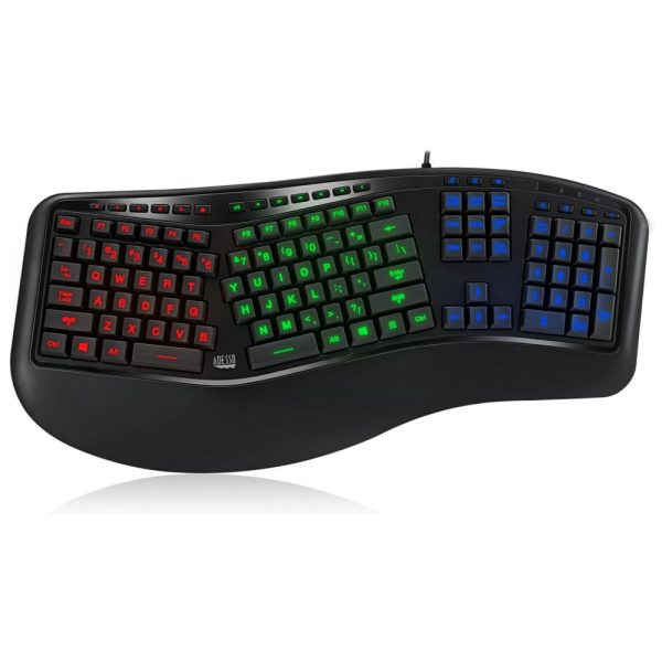 ectq6cpl99n00b_0 jpg - Teclado Ergonômico Sem Fio Recarregável Reduz a Tensão das Mãos com Luz LED, ADESSO AKB 150EB, Verde