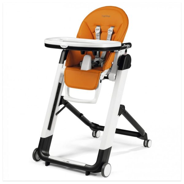 ectq6gkc6t600b_0 jpg - Cadeira de Alimentação Cadeirão com Altura do Assento Ajustável e 4 Rodas, Peg Perego, Laranja