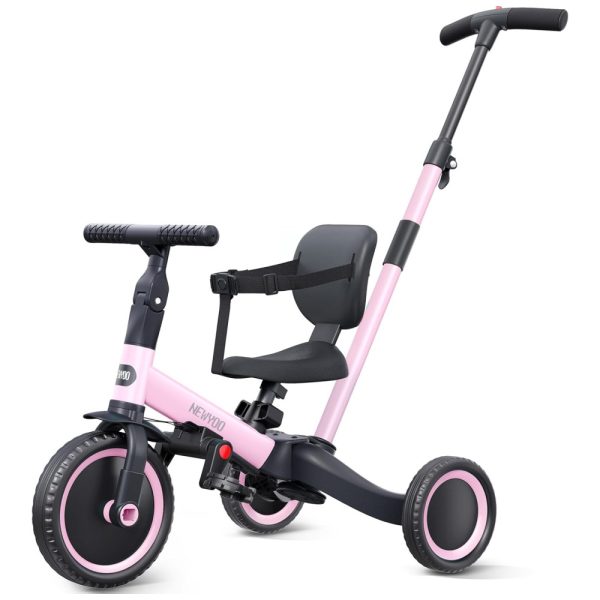 ectq6k1l144b0b_0 jpg - Triciclo Infantil 5 em 1 com Alça de Direção dos Pais, Encosto e Cinto de Segurança para Crianças de 1 a 3 Anos, Newyoo, Rosa