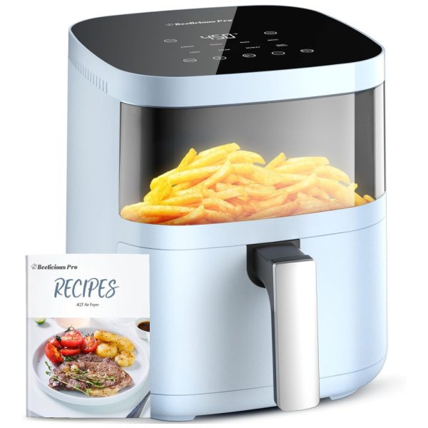 ectq6l47ypgc0b_0-1 jpg - Fritadeira Elétrica Airfryer 8 em 1, 3,7L com Janela de Visualização, Painel Digital e Cesto Antiaderente Adequado de 2 a 4 Pessoas, 110V 1550W, Beelicious, Azul Claro