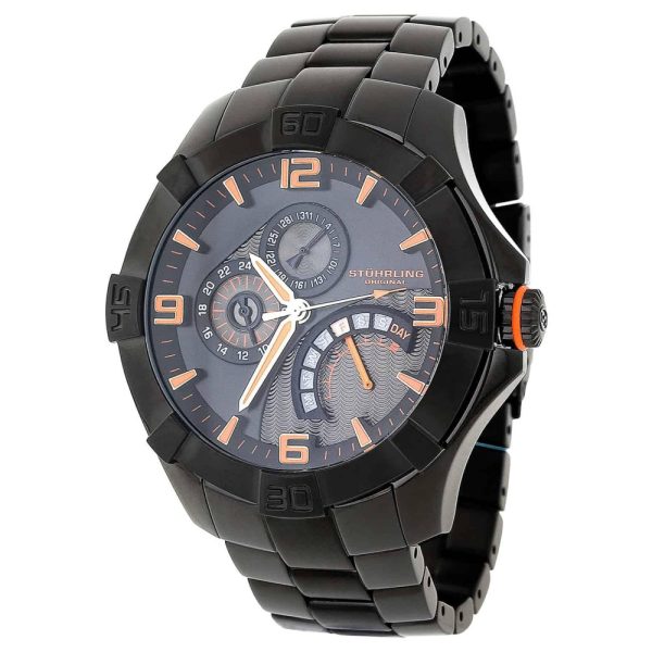 ectq759533_bx462_0 jpg - Relógio Almirante 264XB com mostrador preto e pulseira de aço inoxidável PVD preta Stuhrling