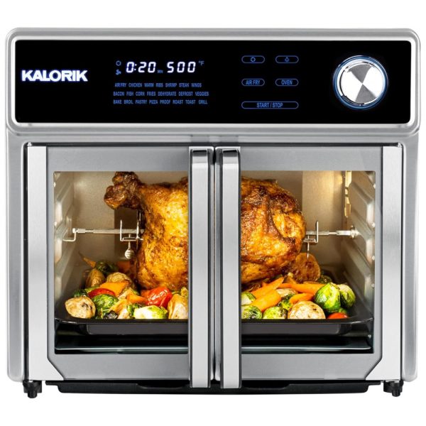 ectq7bnqsbx90b_0 jpg - Forno Elétrico de Bancada AirFryer, 25L de Capacidade com 22 Funções e 11 Acessórios, 1700W, 110v, KALORIK AFO 47631 SS2, Prateado