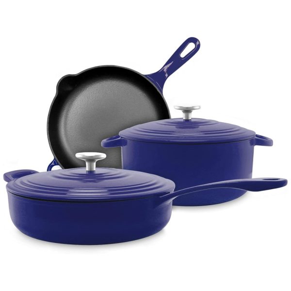 ectq7f9zntd90b_0-4 jpg - Conjunto de Panelas Antiaderentes Esmaltadas com Distribuição Uniforme de Calor, 3 Peças, CHANTAL TC 5ESS BL, Azul