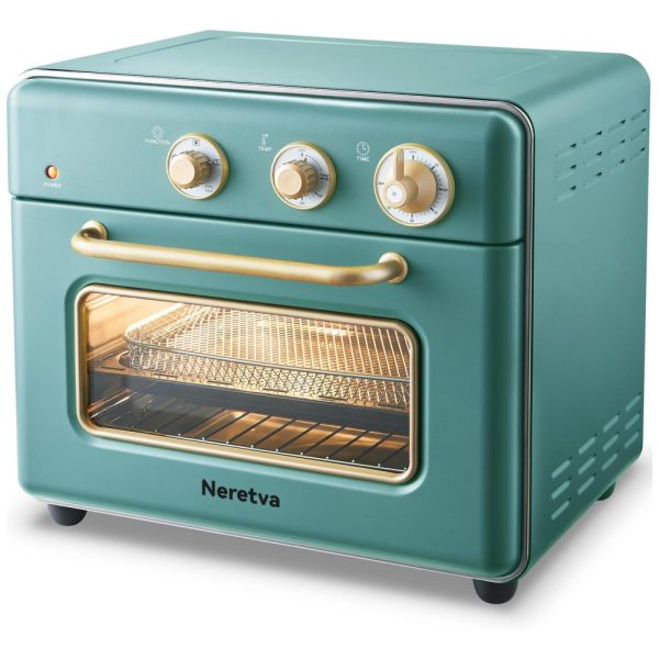 ectq83hwyq490b_0 jpg - Forno Elétrico de Bancada Retro 5 em 1 com 6 Acessórios e Livro de Receitas, 1500W, 110v, NERETVA, Verde