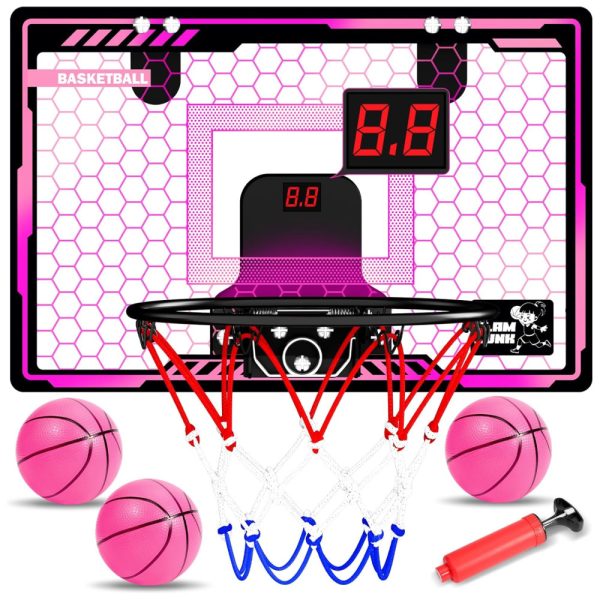 ectq85vgcmtc0b_0 jpg - Cesta de Basquete para Meninas com Luz LED, Placar Eletrônico e 3 Modos de Jogo para Crianças de 5 a 12 Anos, HAMSILY, Rosa