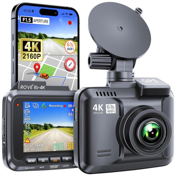 ectq8963tj470b_0 jpg - Câmera Veicular Full HD 2160p, com Visão Noturna, GPS, Gravação Ultra HD, Wi Fi, ROVE R2 4K, Preto