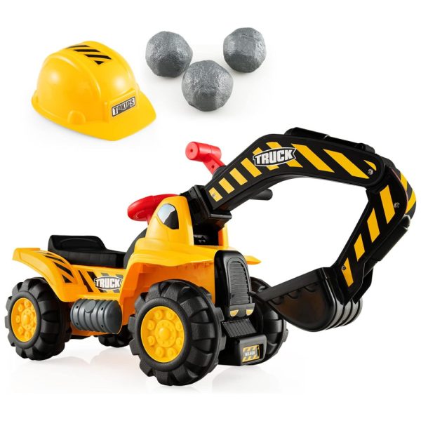 ectq8l25pvw70b_0 jpg - Trator Escavadeira Infantil com Capacete de Segurança, Rochas e Buzina, Costzon, Amarelo