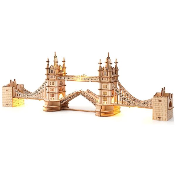 ectq8mzkxw990b_0 jpg - Quebra Cabeças 3D Arquitetura Ponte da Torre de Londres para Crianças e Adultos, 113 Peças, ROLIFE, Marrom