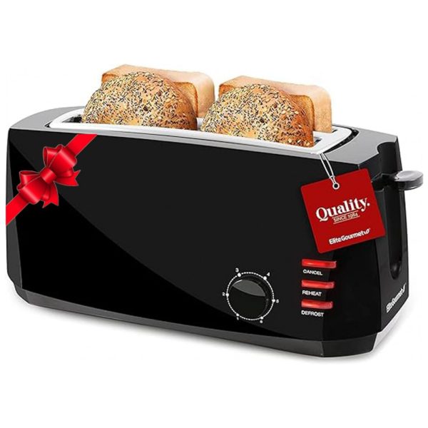 ectq8n8xdvf80b_0 jpg - ECT 4829B Torradeira Elétrica 4 Fatias com 6 Níveis de Tostagem com Função Descongelar e Bandejas de Migalhas Removíveis, 110v, ELITE GOURMET ECT4829B, Preto