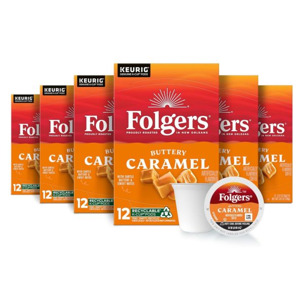 ectq8qd9syc00b_0 jpg - Café com sabor de caramelo 72 Capsulas para cafeteiras Keurig, FOLGERS 2550020106, Marrom