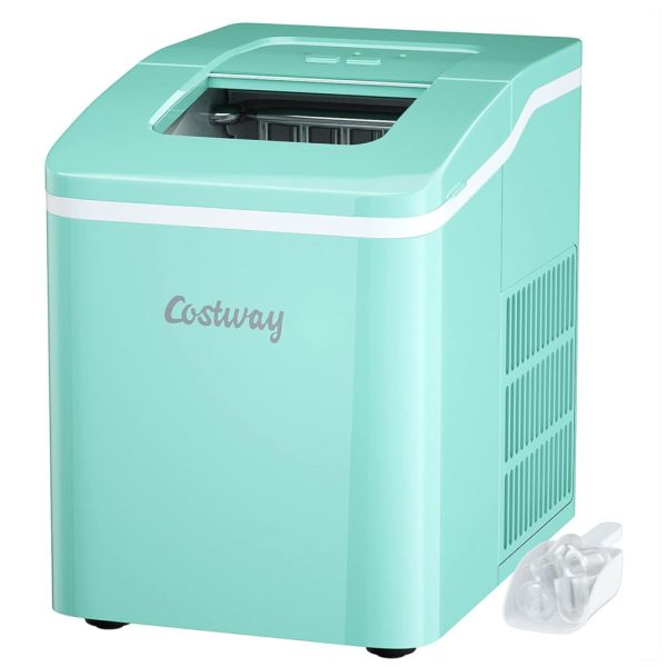 ectq8rnt45f80b_0 jpg - Máquina de Gelo, Portátil, 12kg, Dia 9 Cubos, 8min, 110v, COSTWAY, Verde claro