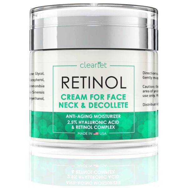 ectq8rydfbf80b_0 jpg - Creme Facial Anti Idade Dia e Noite com Ácido Hialurônico para Homens e Mulheres, 50 ml, CLEARLET CLRC01, Verde