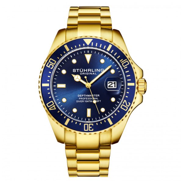 ectq8_0593_0 jpg - Relógio Masculino Stuhrling Aquadiver 3950 Quartzo 42mm, Dourado